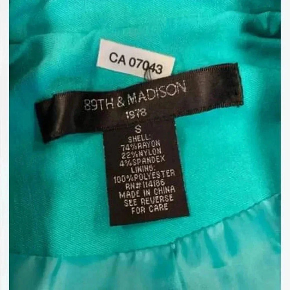 89th & Madison Aquamarine Gathered Half Sleeve Blazer Size Small - Picture 12 of 12